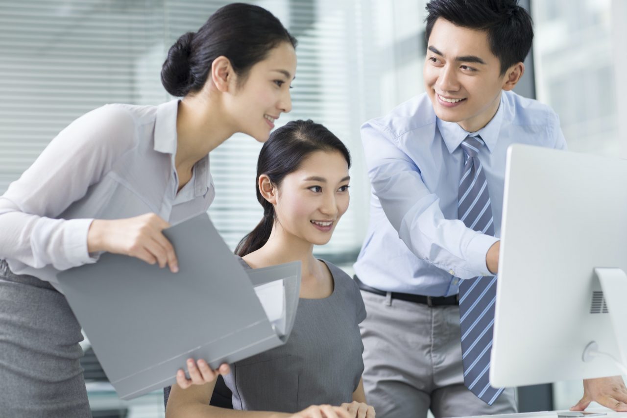 Team reviewing a business plan