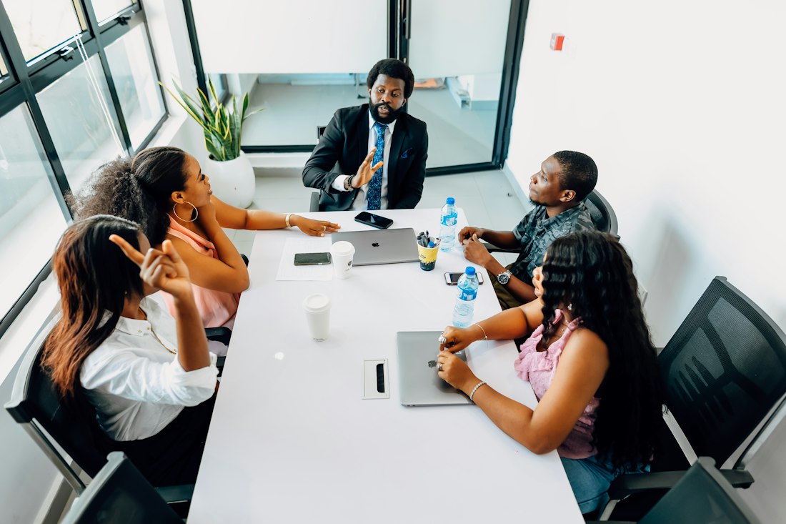 Business professionals collaborating on consulting strategy